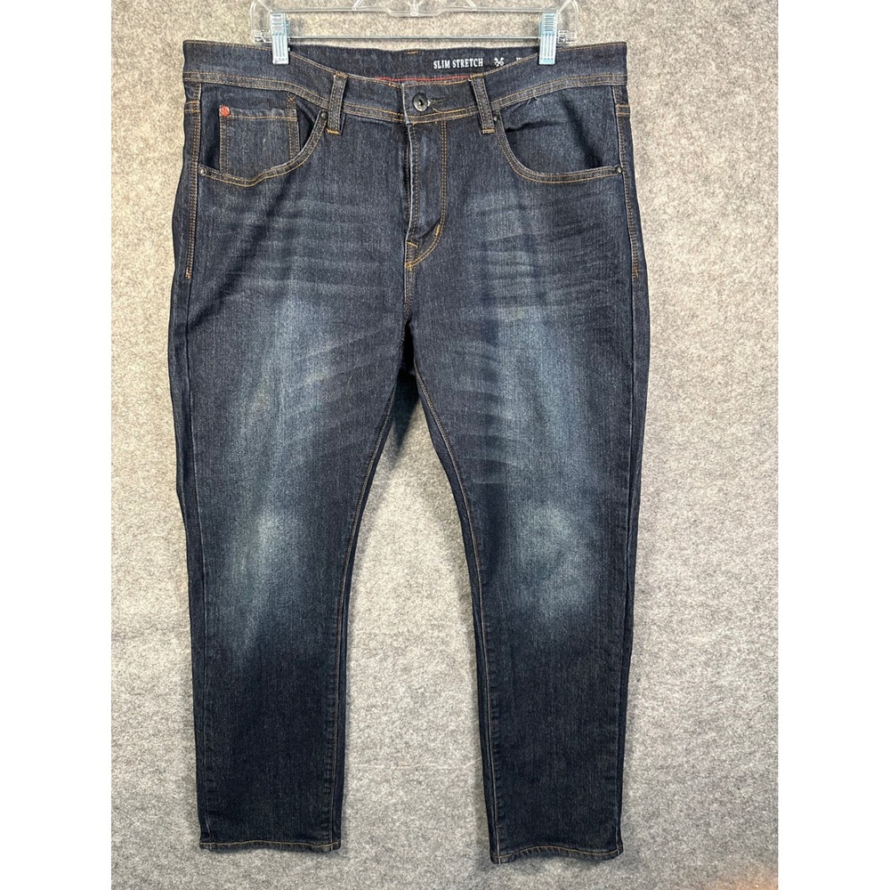 MBX Mens Slim Stretch‎ Jeans Dark Wash Blue Denim 36x30 XCD92502259